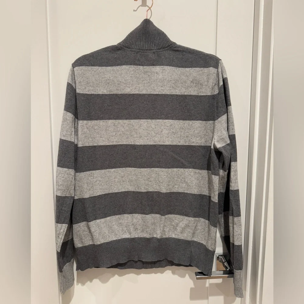 Banana Republic Men’s Medium Striped Zip Up Cardigan Sweater M cotton cashmere